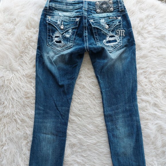 Miss Me Jeans Women's JE8096AK Ankle Skinny Distressed Low Rise Denim Jeans 26 - Picture 5 of 12